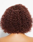 Reddish Brown Water Wave 4x4 Closure Lace Glueless C Part Short Wig 100% Human Hair | Summer Trendy