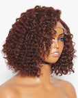 Reddish Brown Water Wave 4x4 Closure Lace Glueless C Part Short Wig 100% Human Hair | Summer Trendy