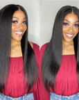 Natural Hairline Yaki Straight 13x4 Frontal Undetectable HD Lace Long Wig 100% Human Hair