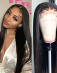 Effortless Straight 4x4 Closure Lace Glueless Mid Part Long Wig 100% Human Hair