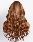 Curtain Bangs Chocolate / Caramel Brown Highlight Loose Wave Y-Shape Undetectable HD Lace Wig