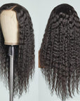 Boho-Chic | Natural Black Flowy Bohemian Curly 13x4 Frontal Lace C Part Long Wig 100% Human Hair