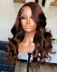 Charming Brown Layered Cut Loose Wave 5x5 Closure Lace Glueless Wig 100% Human Hair