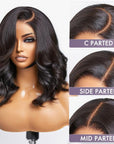 Effortless Loose Body Wave 5×5 Lace Glueless Left C Part Short 100% Human Hair Wig With Bangs