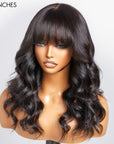 Loose Wave 5x5 Closure Lace Glueless Long Wig With Cute Bangs 100% Human Hair | Face-Framing