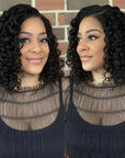 4C Edges | Kinky Edges Deep Wave 5x5 Closure Lace Glueless C Part Short Wig 100% Human Hair