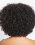 Throw On & Go Jerry Curly No Lace Glueless Short Wig With Bangs 100% Human Hair