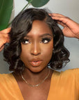 Mature C Part Natural Black / Ombre Brown Loose Wave Minimalist Undetectable HD Lace Wig 100% Human Hair