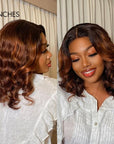 Elegant Brown Ombre Loose Wave Minimalist HD Lace Glueless Short Wig 100% Human Hair