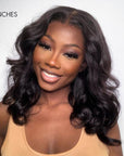Gorgeous Natural Black Loose Wave 5x5 Closure Lace Glueless Short Wig 100% Human Hair