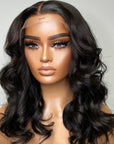 Gorgeous Natural Black Loose Wave 5x5 Closure Lace Glueless Short Wig 100% Human Hair