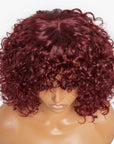 Beginner Friendly Dark Red Water Wave Glueless Minimalist Lace Wig With Bangs