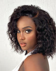 Water Wave C Parted Glueless Undetectable Minimalist Lace Wig With Bangs