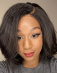 4C Edges | Ready-to-Wear Kinky Straight Bob Minimalist Lace Glueless Deep C Part Short Wig 100% Human Hair