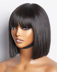 Beginner Friendly Glueless Silky Straight Bob Wig With Bangs Face-Framing
