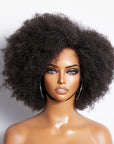 Retro & Vintage Side Part Afro Curl Bouncy Glueless Minimalist Lace Wig