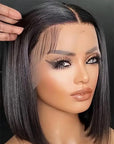 Glueless Clear HD Lace Straight Short Bob Human Hair Wigs Brazilian 13X4 Lace Front Bob Wigs
