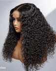180% or 200% Density Water Wave 5x5 Closure HD Lace Glueless Long Wig 100% Human Hair