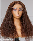 Chocolate Brown Long Curly Glueless 5x5 Closure Long Wig 100% Human Hair
