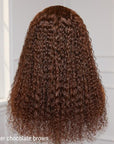 Chocolate Brown Long Curly Glueless 5x5 Closure Long Wig 100% Human Hair