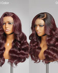 Chic Dark Burgundy 99J Body Wave 5x5 Closure Lace Glueless Wig 100% Human Hair