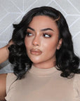 Mature C Part Natural Black / Ombre Brown Loose Wave Minimalist Undetectable HD Lace Wig 100% Human Hair