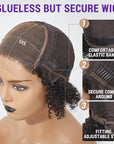 4C Edges | Kinky Edges Jerry Curly 5x5 Closure Lace Glueless Side Part Short Wig 100% Human Hair