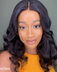 Gorgeous Natural Black Loose Wave 5x5 Closure Lace Glueless Short Wig 100% Human Hair
