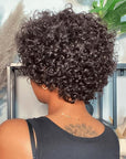 Belle Canadienne Deep Curly Wig Natural Lightweight Bouncy Short Curly Wig 100% Human Hair Wig With Bangs
