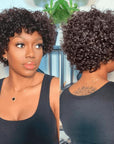 Belle Canadienne Deep Curly Wig Natural Lightweight Bouncy Short Curly Wig 100% Human Hair Wig With Bangs