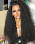 Natural Kinky Straight 5x5 Closure / 13x4 Frontal HD Lace Long Wig 100% Human Hair