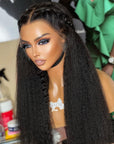 Natural Kinky Straight 5x5 Closure / 13x4 Frontal HD Lace Long Wig 100% Human Hair