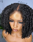 Bords 4C | Réaliste Kinky Edges Afro Curly 13x4 Frontal HD Lace Free Part Long Wig 100% Human Hair