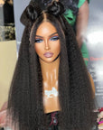 Natural Kinky Straight 5x5 Closure / 13x4 Frontal HD Lace Long Wig 100% Human Hair