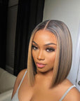 Highlight Honey Straight Short 13x4 Lace Front Bob Wig Glueless Human Hair Wig