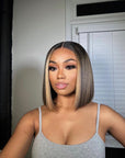 Highlight Honey Straight Short 13x4 Lace Front Bob Wig Glueless Human Hair Wig