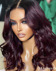 Chic Dark Burgundy 99J Body Wave 5x5 Closure Lace Glueless Wig 100% Human Hair