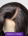 Elegant Natural Black Wavy Minimalist HD Lace Glueless C Part Short Wig 100% Human Hair