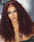 Reddish Brown Glueless Closure Lace Curly Wig | Pre-plucked