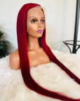 Red Straight 13x4 Lace Wig 4x4 Lace Closure 100% Human Hair Wig