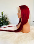 Red Straight 13x4 Lace Wig 4x4 Lace Closure 100% Human Hair Wig