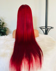 Red Straight 13x4 Lace Wig 4x4 Lace Closure 100% Human Hair Wig