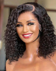 Short Deep Curly Bob Cut Wig 4x4 Transparent Lace Closure Wigs