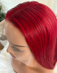 Red Straight 13x4 Lace Wig 4x4 Lace Closure 100% Human Hair Wig