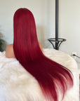 Red Straight 13x4 Lace Wig 4x4 Lace Closure 100% Human Hair Wig