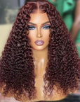 Reddish Brown Glueless Closure Lace Curly Wig | Pre-plucked