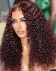 Reddish Brown Glueless Closure Lace Curly Wig | Pre-plucked