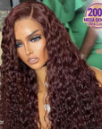 200% Mega Density | Dark Purple Water Wave 5x5 Closure HD Lace Glueless Side Part Long Wig 100% Human Hair