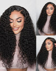 180% or 200% Density Water Wave 5x5 Closure HD Lace Glueless Long Wig 100% Human Hair