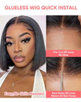 Straight Pre Cut 5x6 Lace Bob Wig Crystal HD Lace Glueless Human Hair Wig